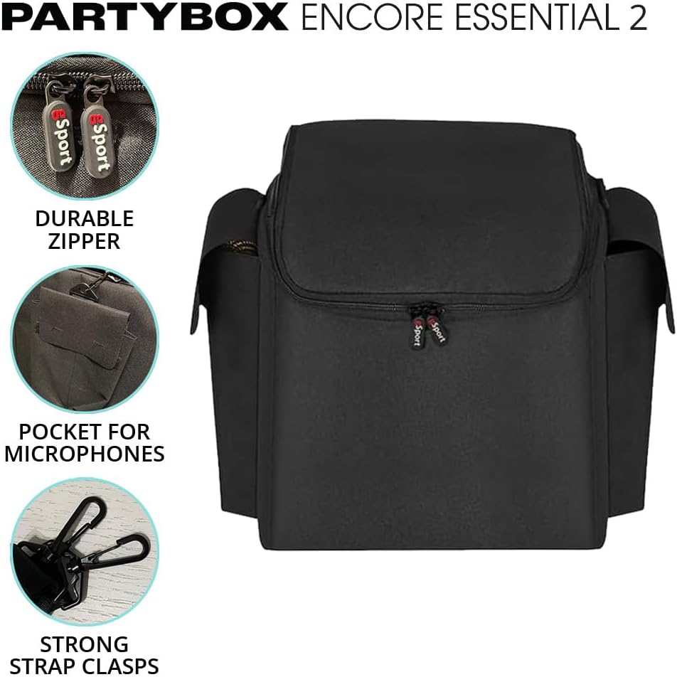 JBL PARTYBOX Encore Essential 2 Speaker Bundle with gSport Carry Bag (Black)