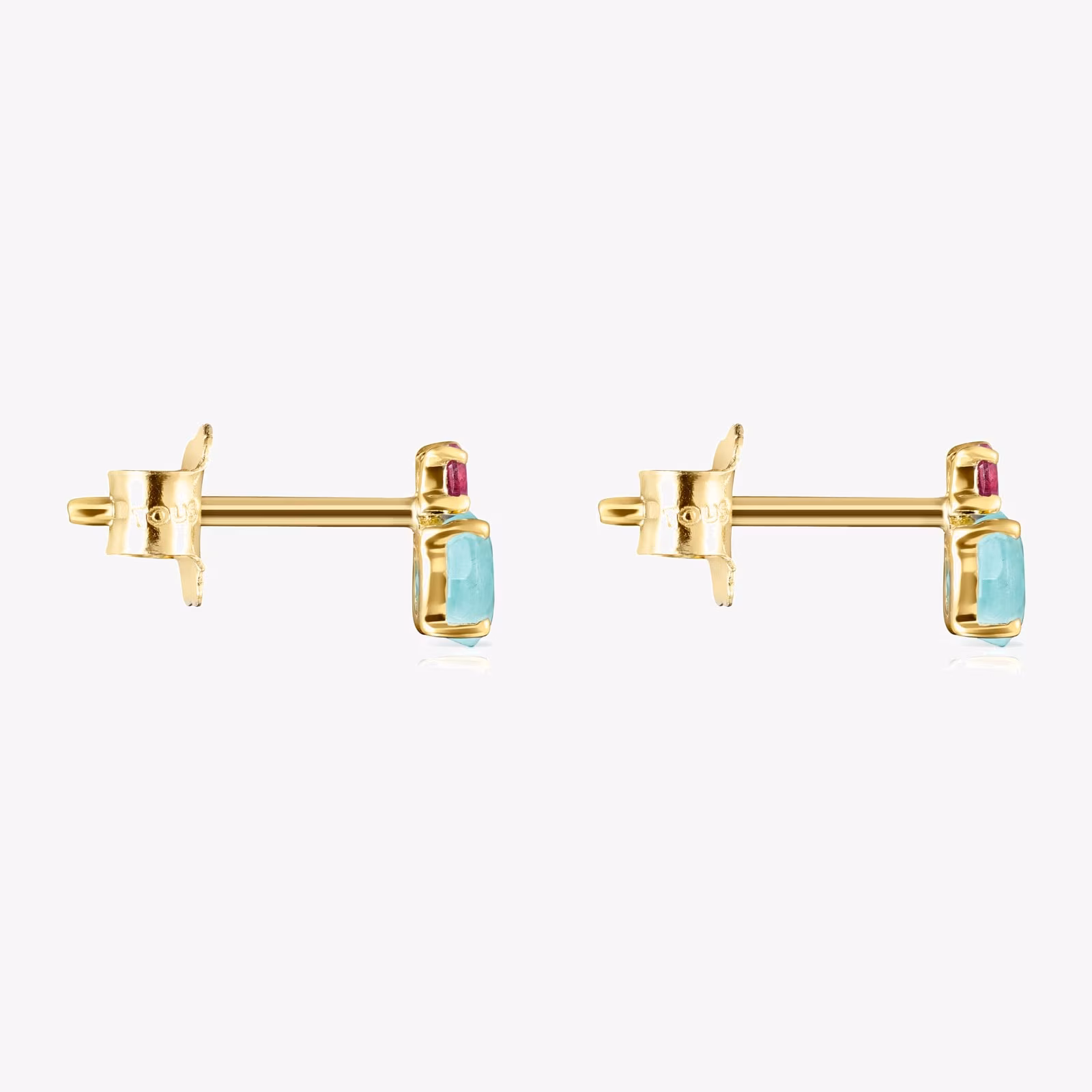Pendientes de oro con amazonita y rubí Mini Ivette