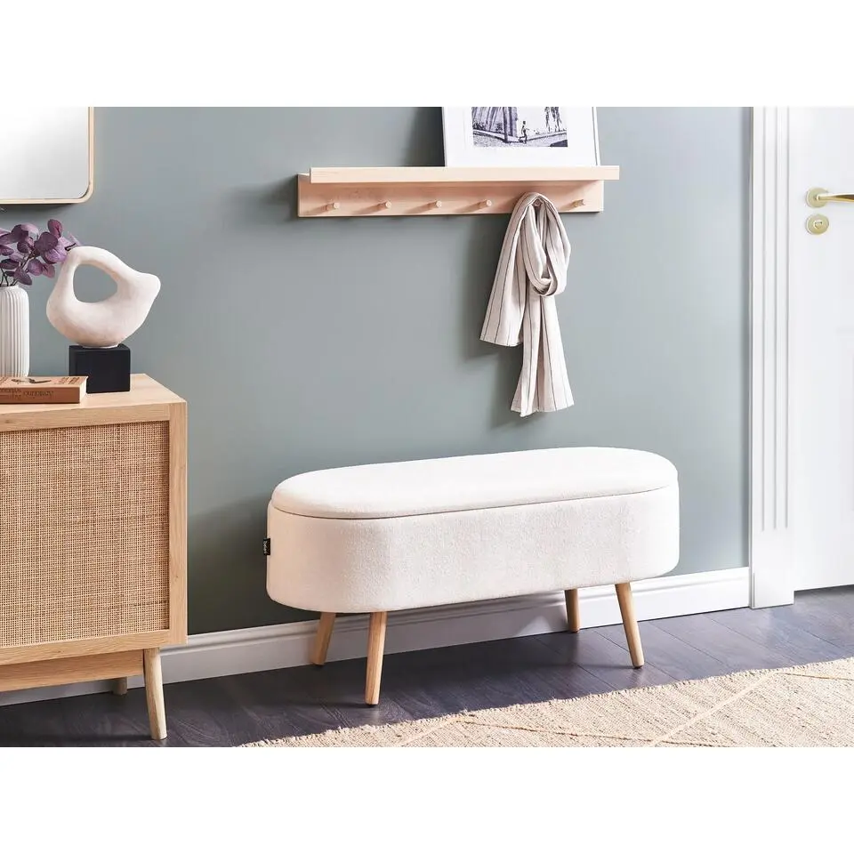 OKLAHOMA - Bankje met opbergruimte - Gebroken wit - Polyester