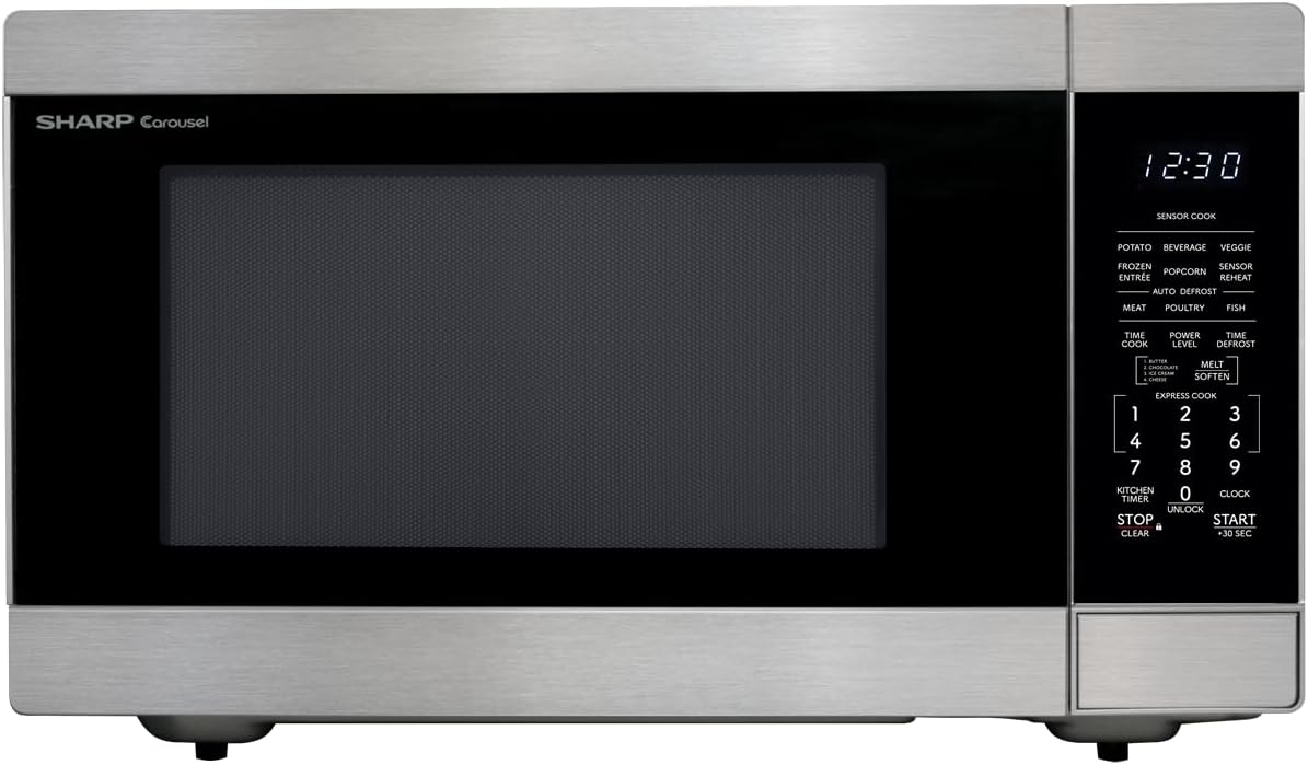SHARP Countertop Microwave Oven with Removable 16.5 Carousel Turntable, 1200 Watt, 2.2 Cubic Feet, Stainless Steel