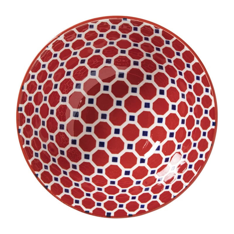 Schaaltje Anne groot - rood/blauw - &Oslash;15.8x7.3 cm