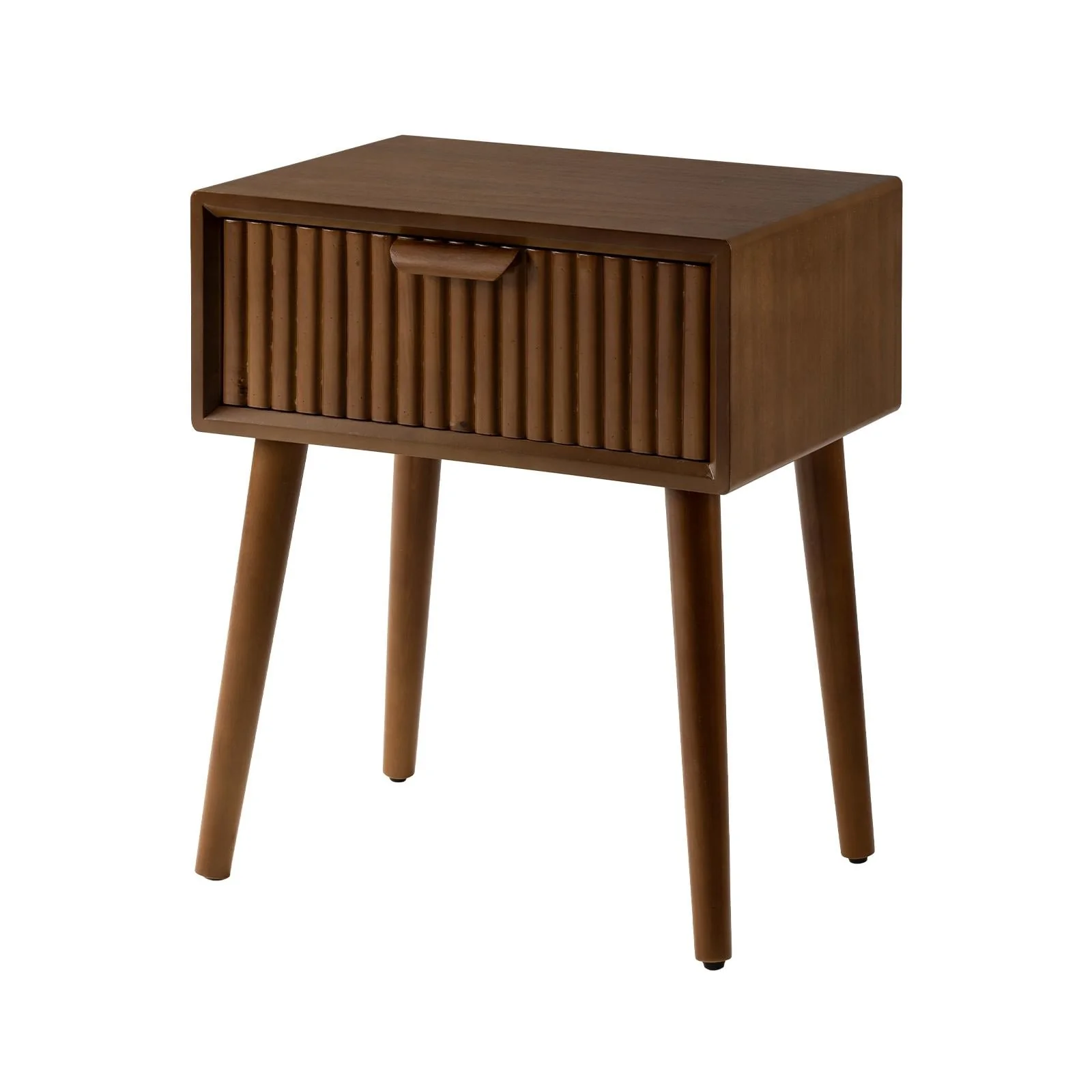 COSIEST Modern Brown Solid Wood Nightstand with Drawer