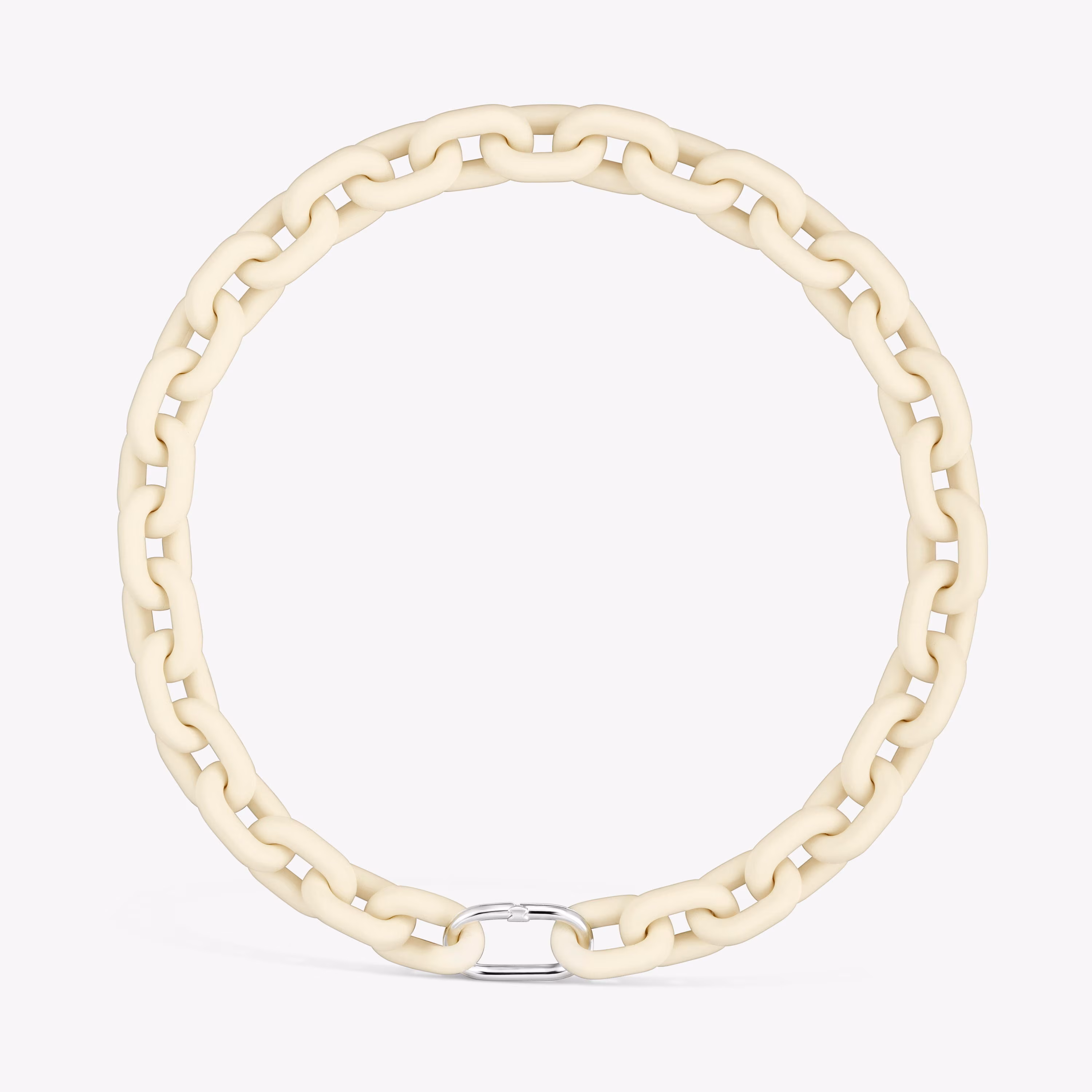 Collar cadena de acetato en color beige y anilla de plata Hold Oval