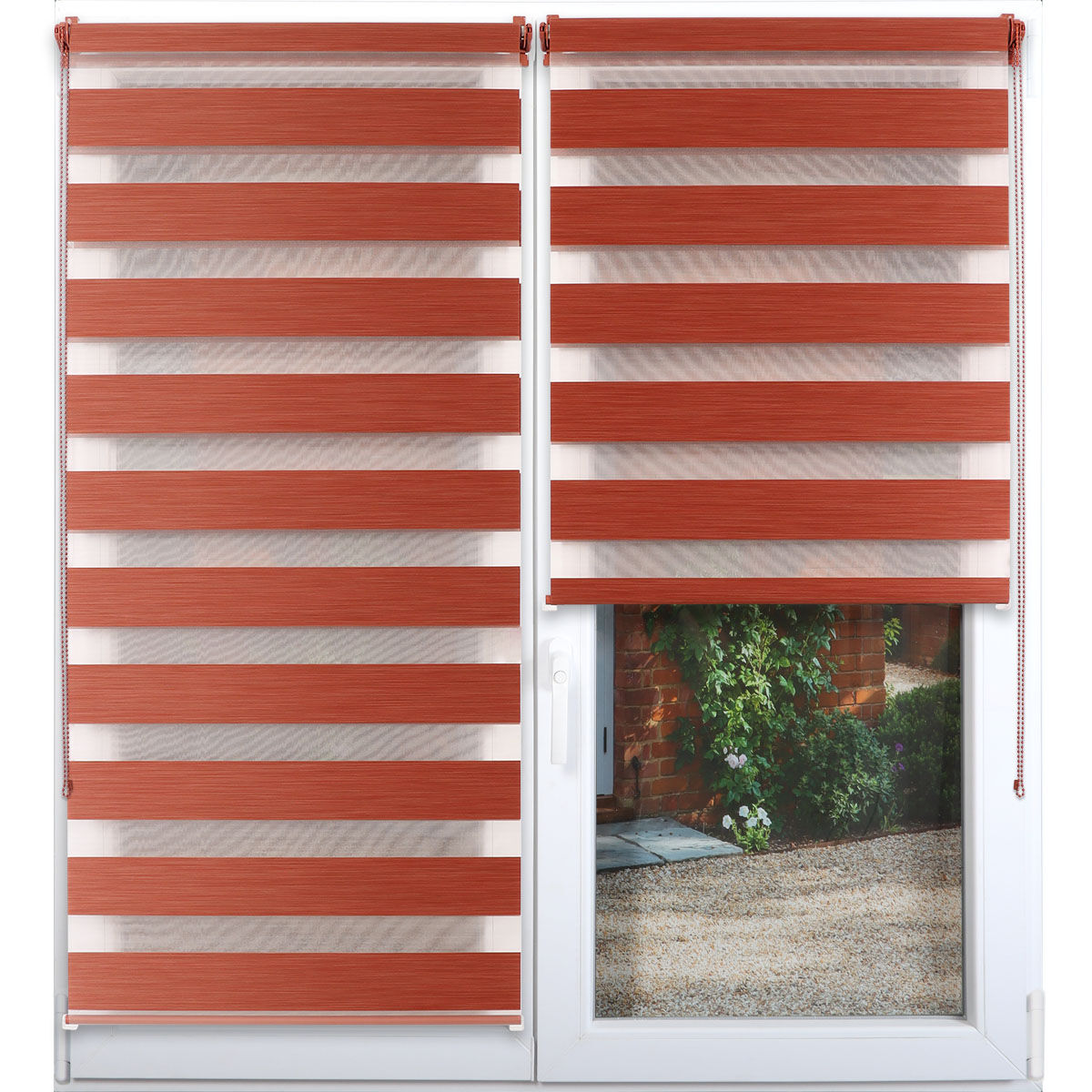 Estore em tecido translúcido terracota 57x180cm