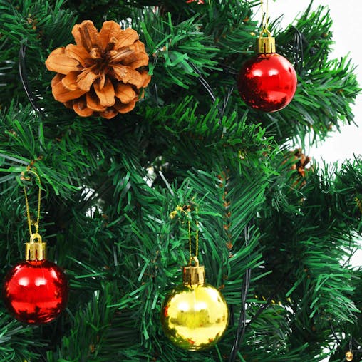 NNEVL Artificial Christmas Tree with Baubles and LEDs Green 150 cm
