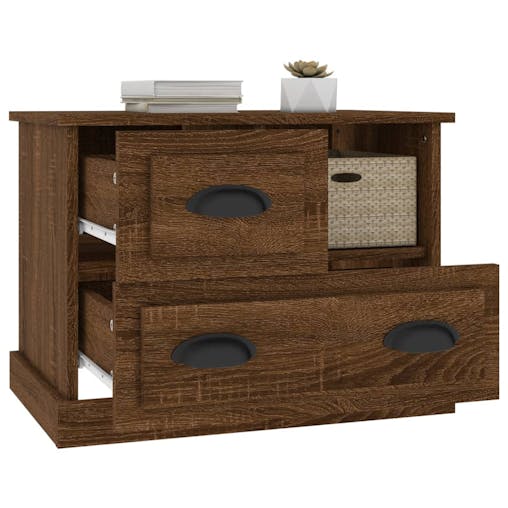 NNEVL Bedside Cabinet Brown Oak 60x39x45 cm
