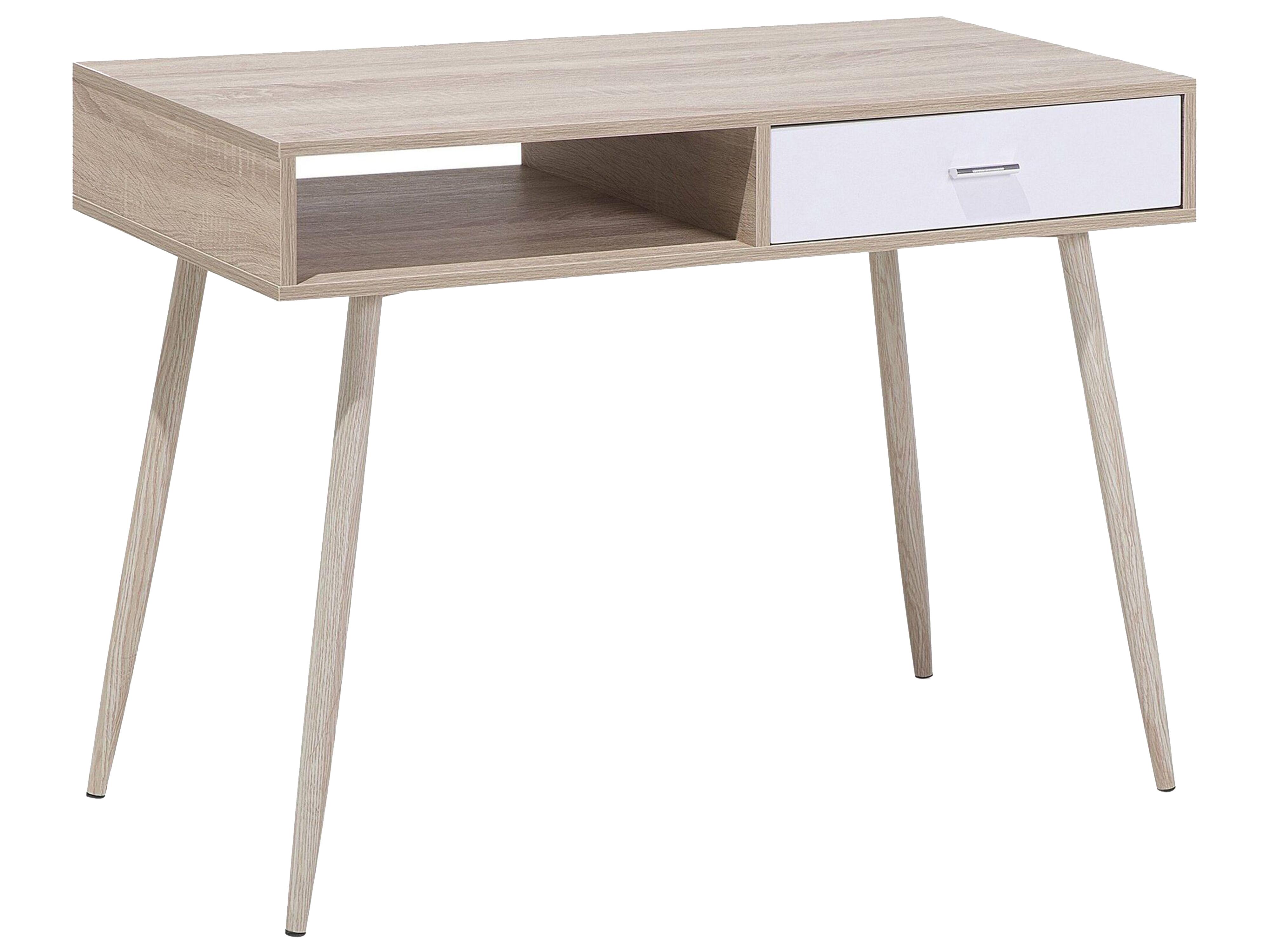 Home Office Desk DEORA Light Brown 100 cm 48 cm with Drawers