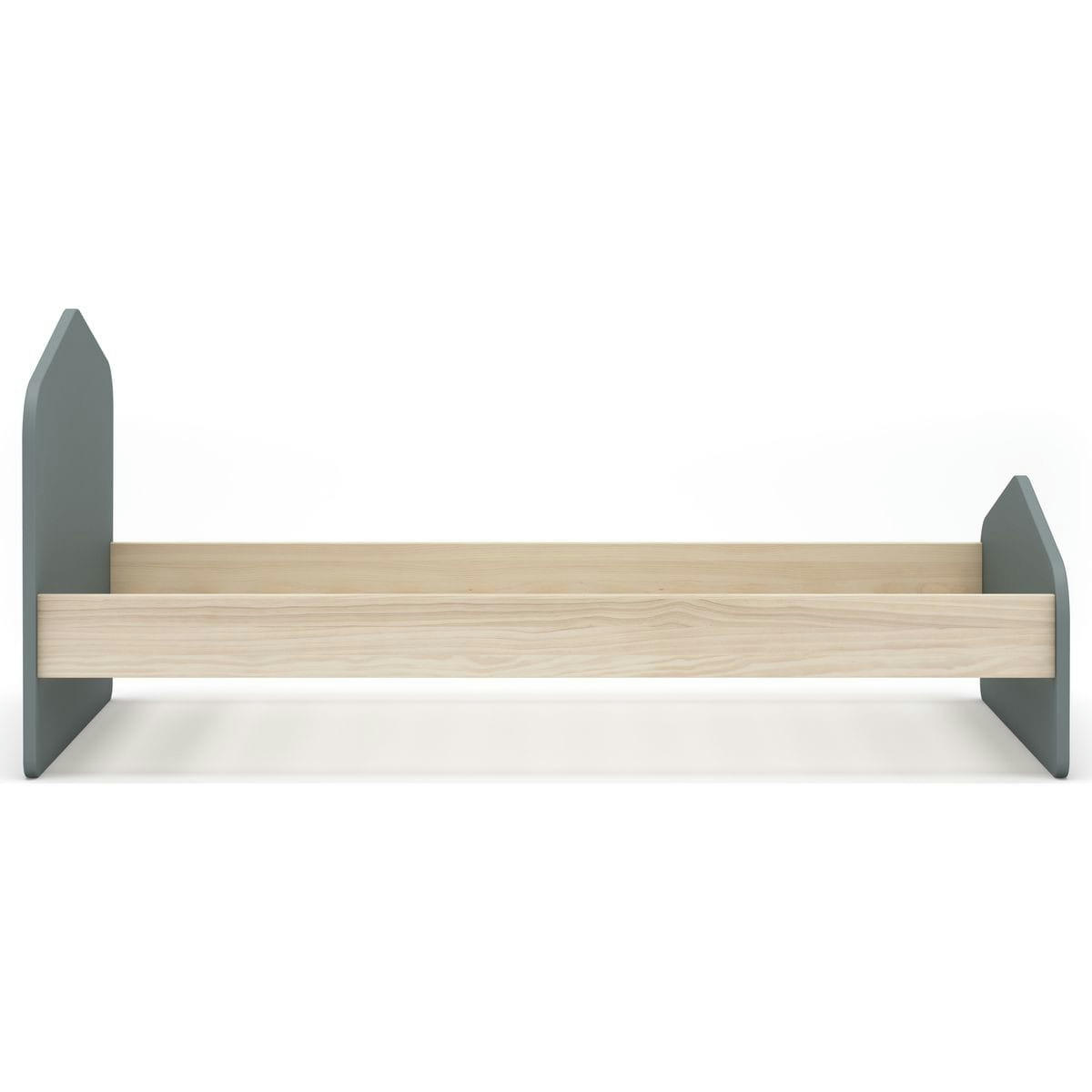 LUCY - Lit enfant 90x190 blanc / vert kaki