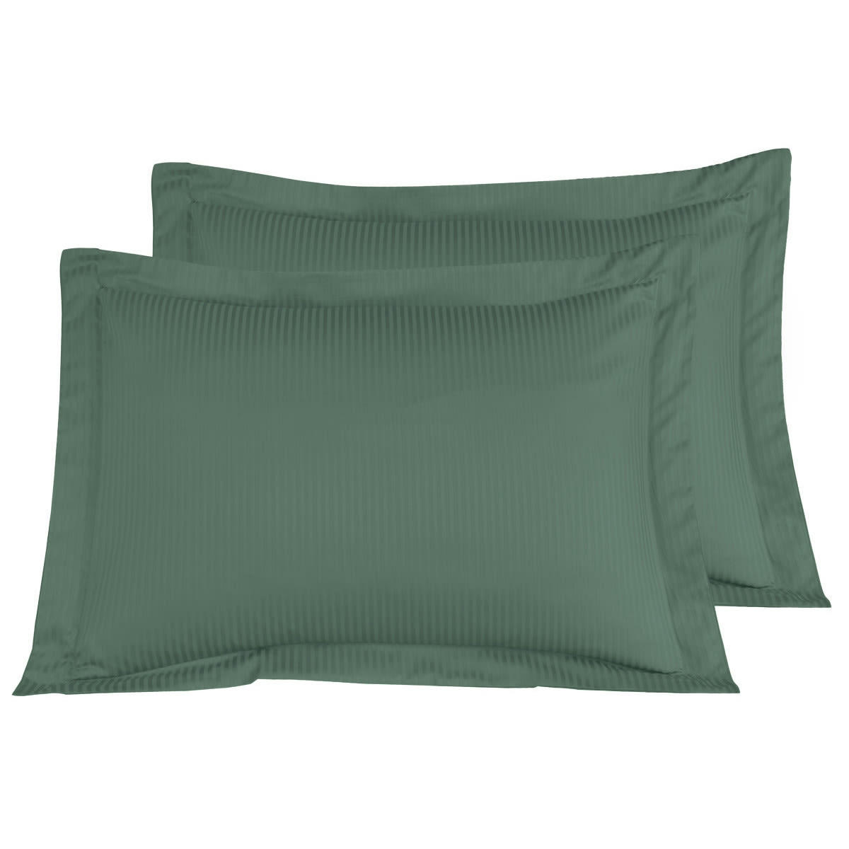 VERSAILLES - 2 taies d'oreiller rayées en satin de coton Eucalyptus 50x70 cm