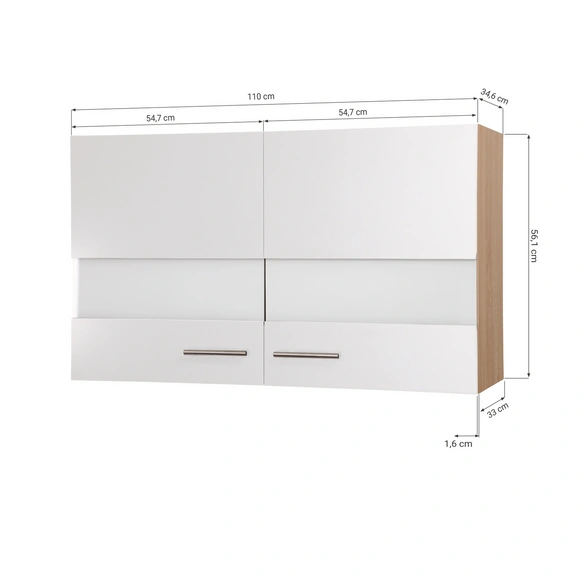 Hänge-Oberschrank »Merle«, BxHxL: 110 x 56,1 x 34,6 cm, grau