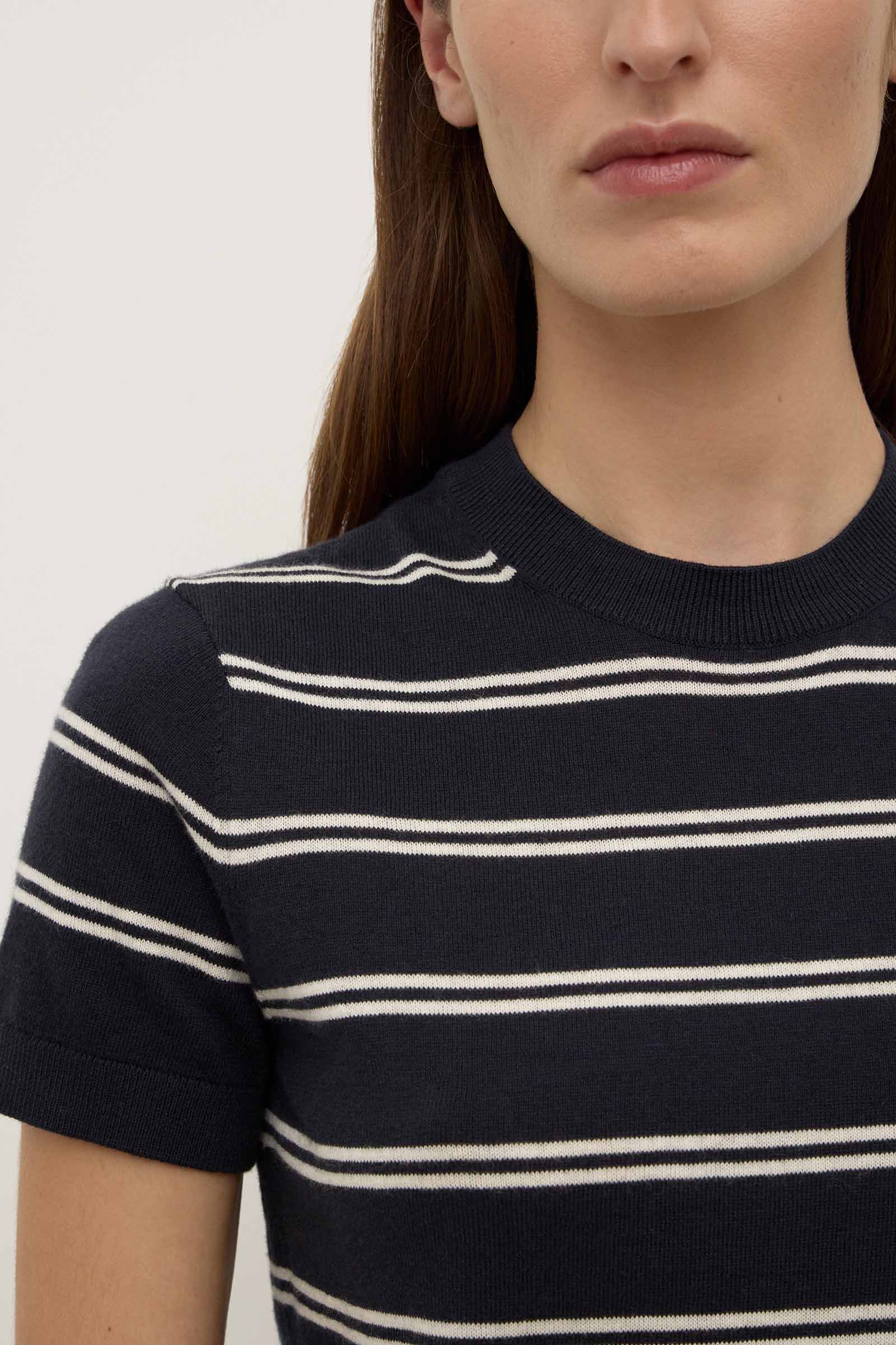 Allison Stripe Cotton Cashmere Tee