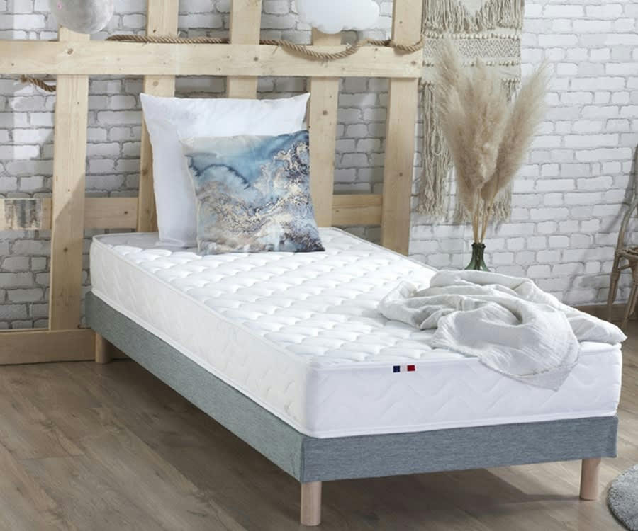 ENSEMBLE SPECTRE - Ensemble matelas ressorts fermes sommier gris 90x190