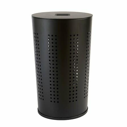 Kosz na pranie glass 45l czarny metalowy z pokrywą z płyty mdf