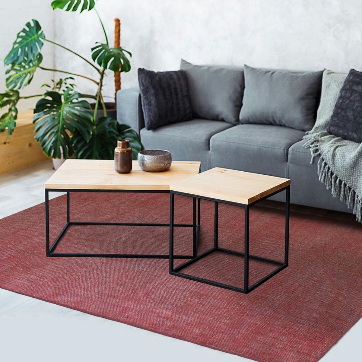 VINTAGE - Tapis effet délavé rouge 160x230