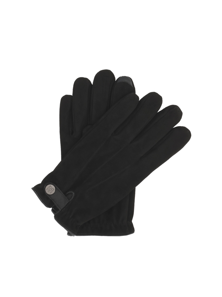 Black suede gloves with touchscreen functionality