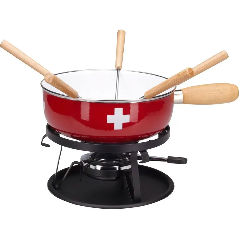 Fondue-Set 9-teilig CH-Kreuz