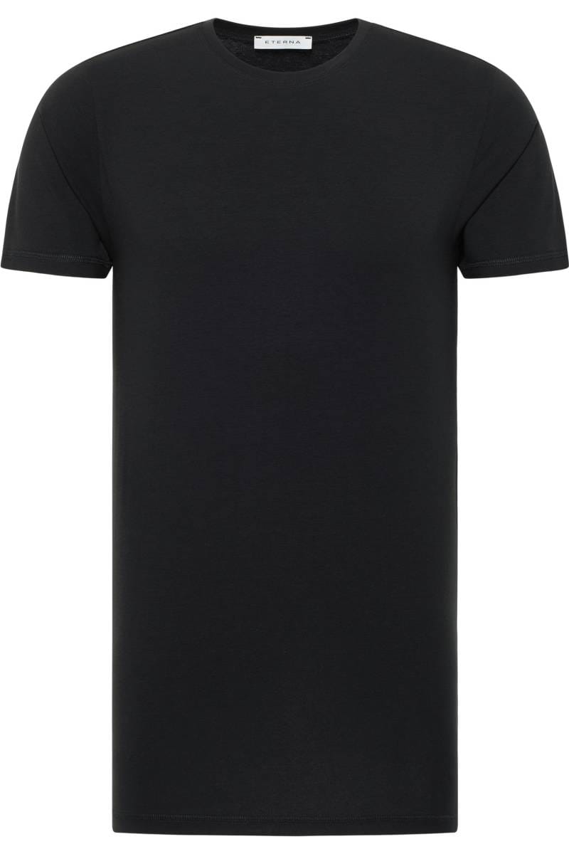 ETERNA Regular Fit T-Shirt Rundhals schwarz, Einfarbig