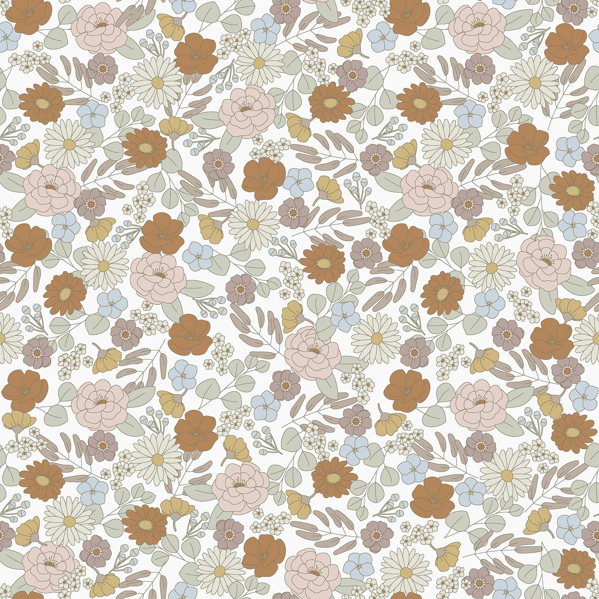 - papier peint petites fleurs multicolore 1000x53cm