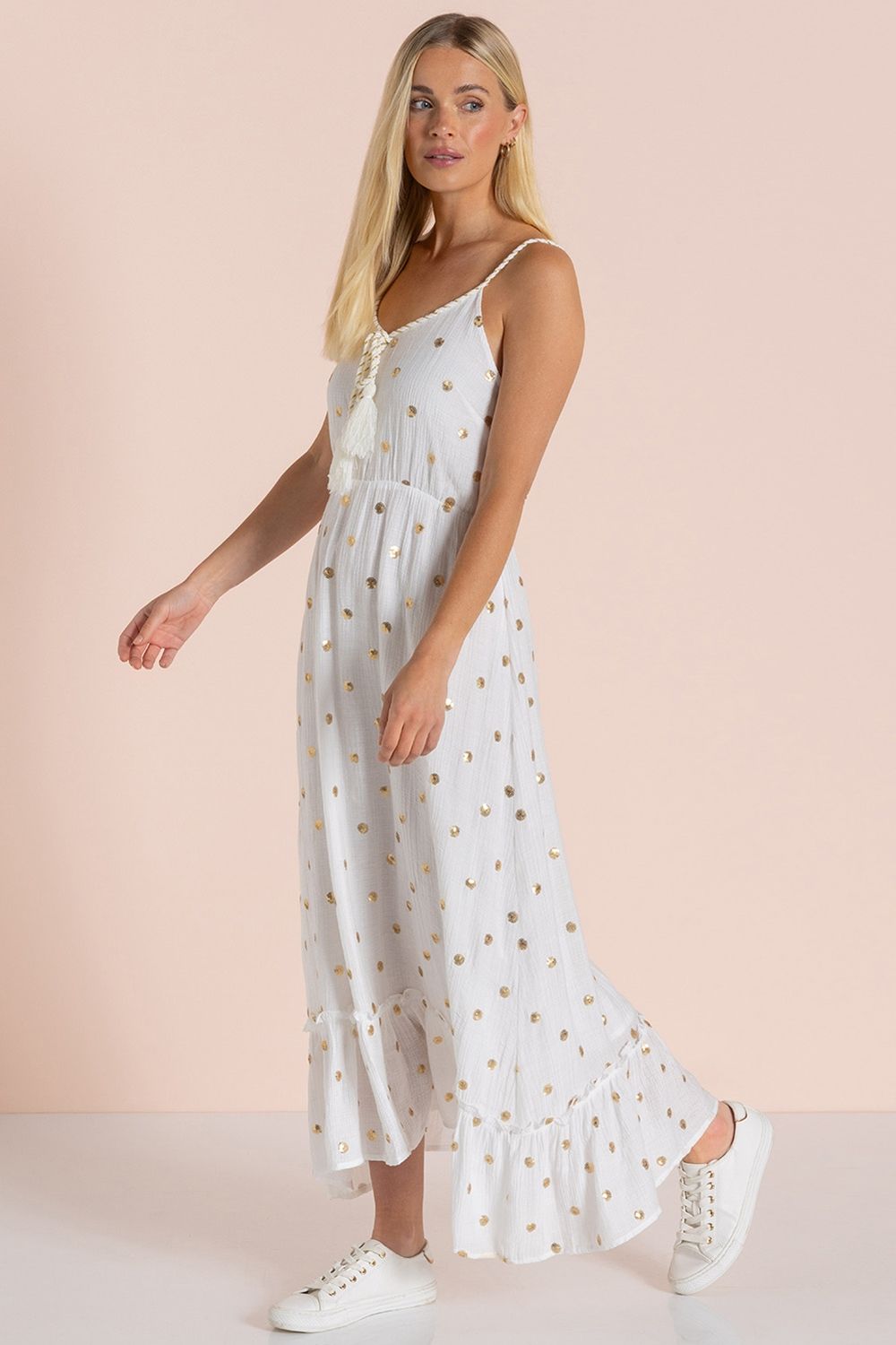 Klass. Strappy Circle Embellished Maxi Dress