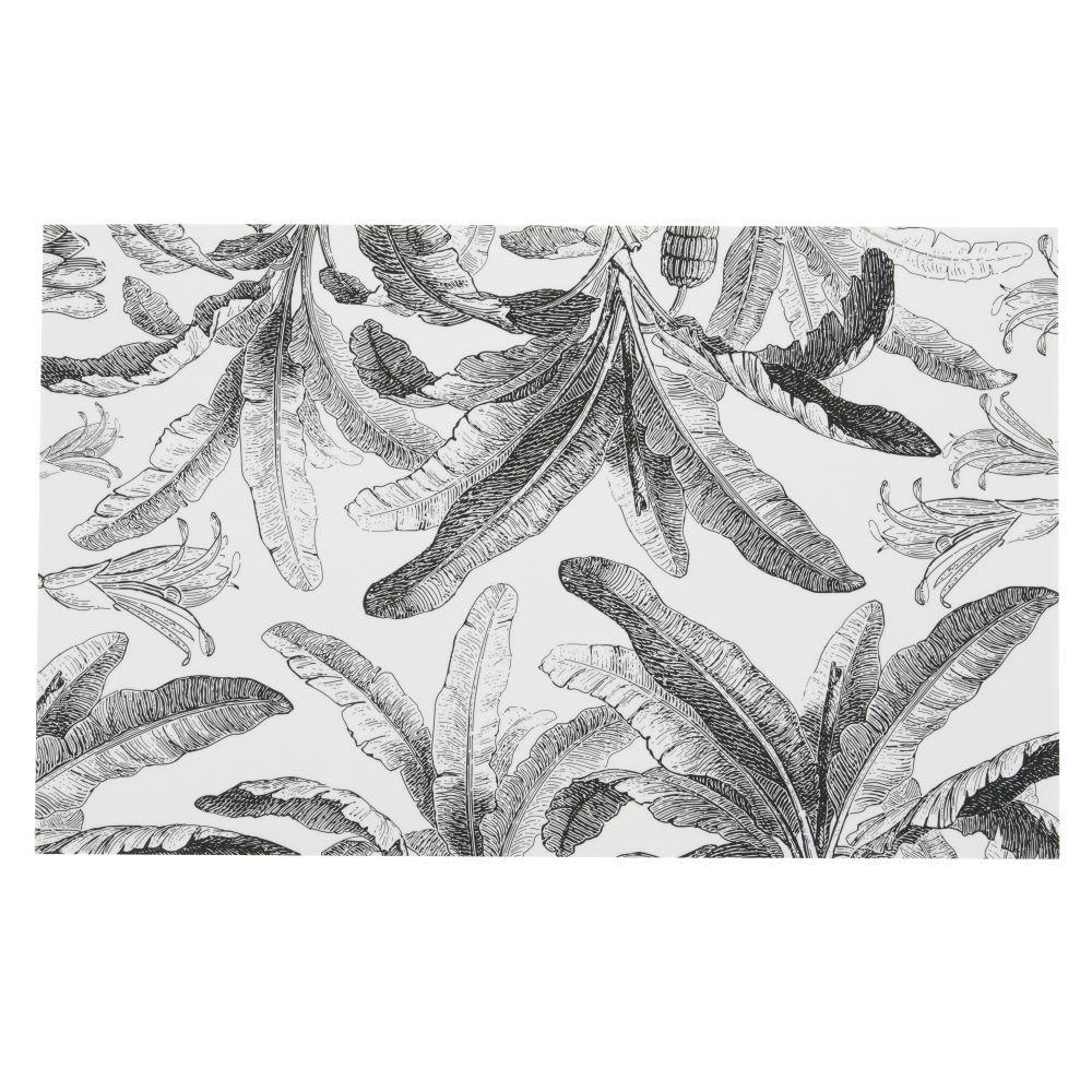 PALMELA - Tapis en vinyle imprimé végétal noir et blanc 50x80