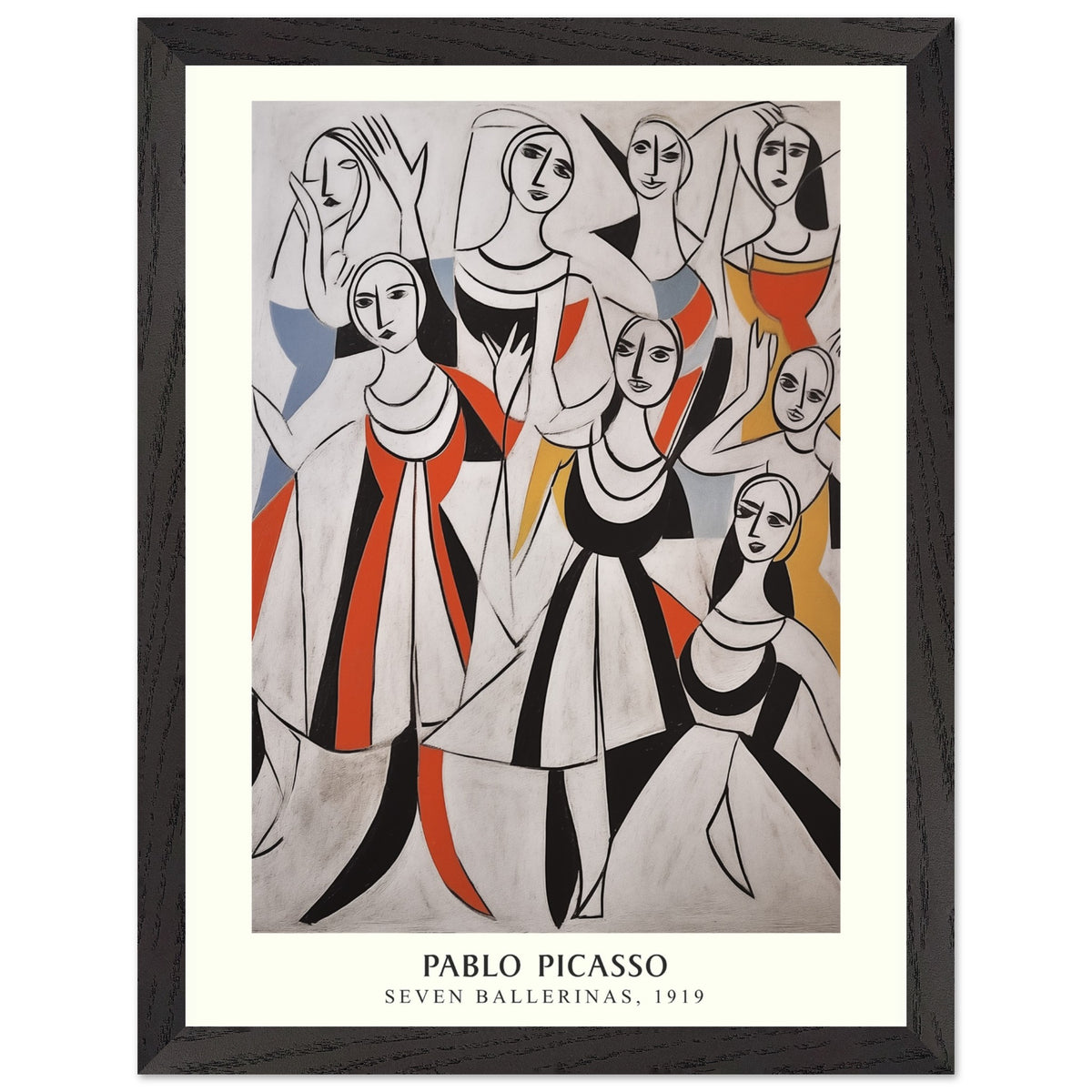 Artfulprints Poster met Lijst Pablo Picasso - Seven ballerinas  - 30x40 cm - Meerkleurig