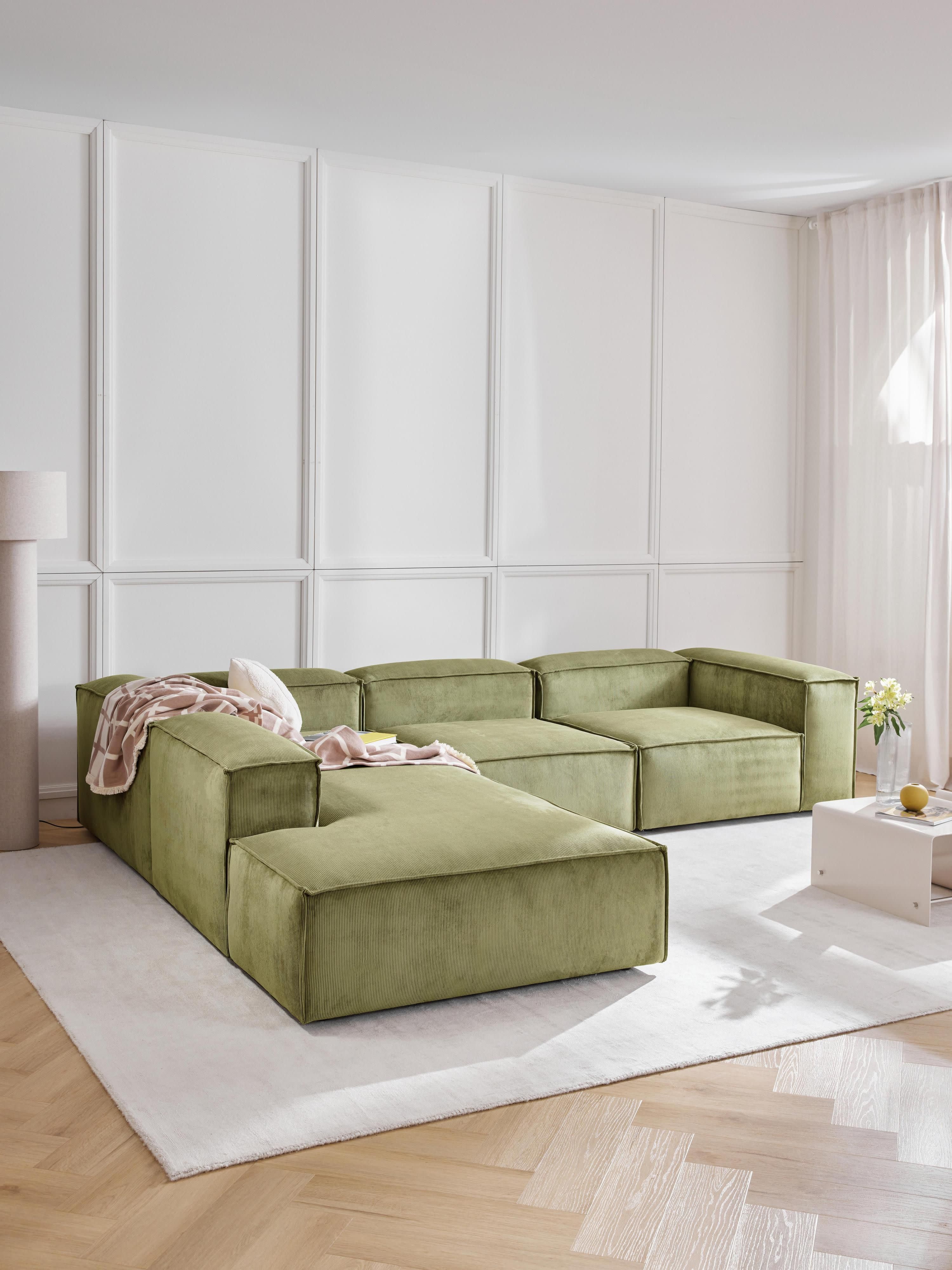 Modulares XL-Ecksofa Lennon (4-Sitzer) aus Cord