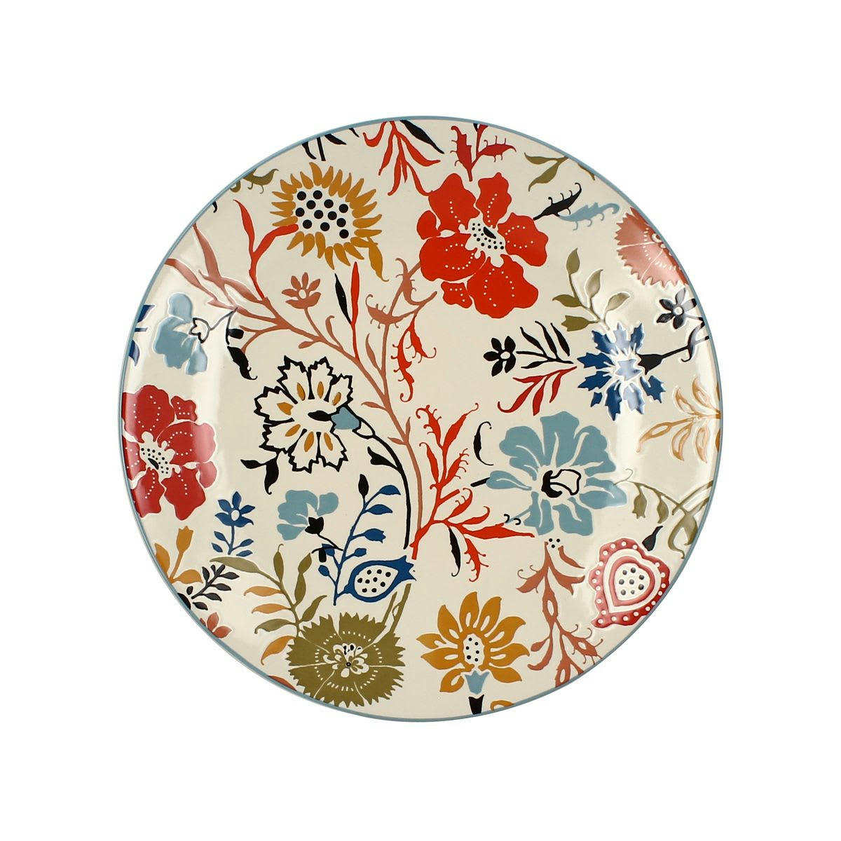JAIPUR - Lot de 6 assiettes plates florales en grès  27cm