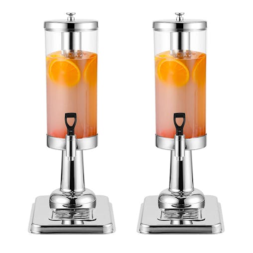 SOGA 2X Single 3L Silver Stainless Steel Beverage Dispenser Ice Cylinder Clear Juicer Hot Cold Water Jug