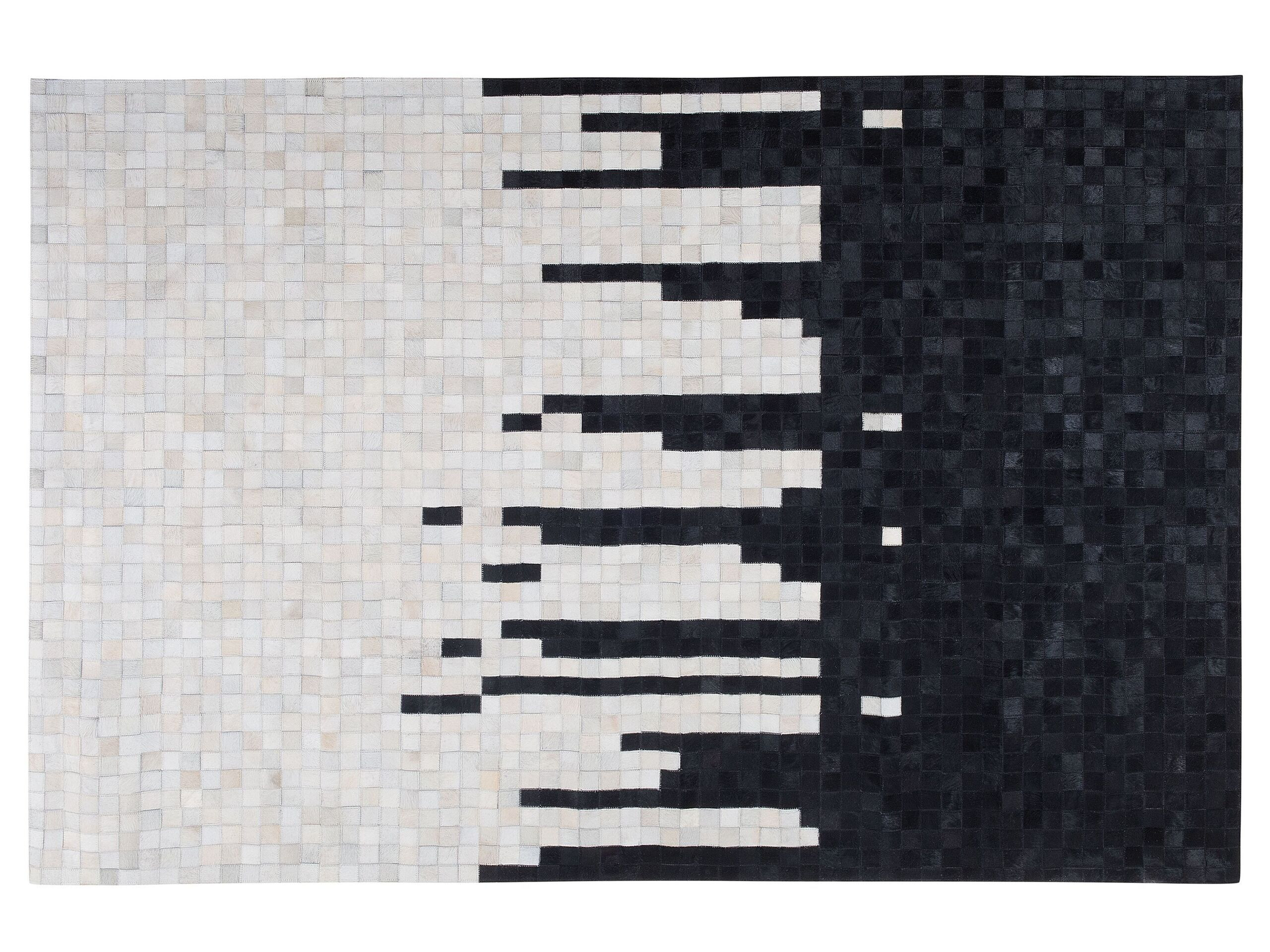 Dywan skórzany 160x230cm patchwork czarny