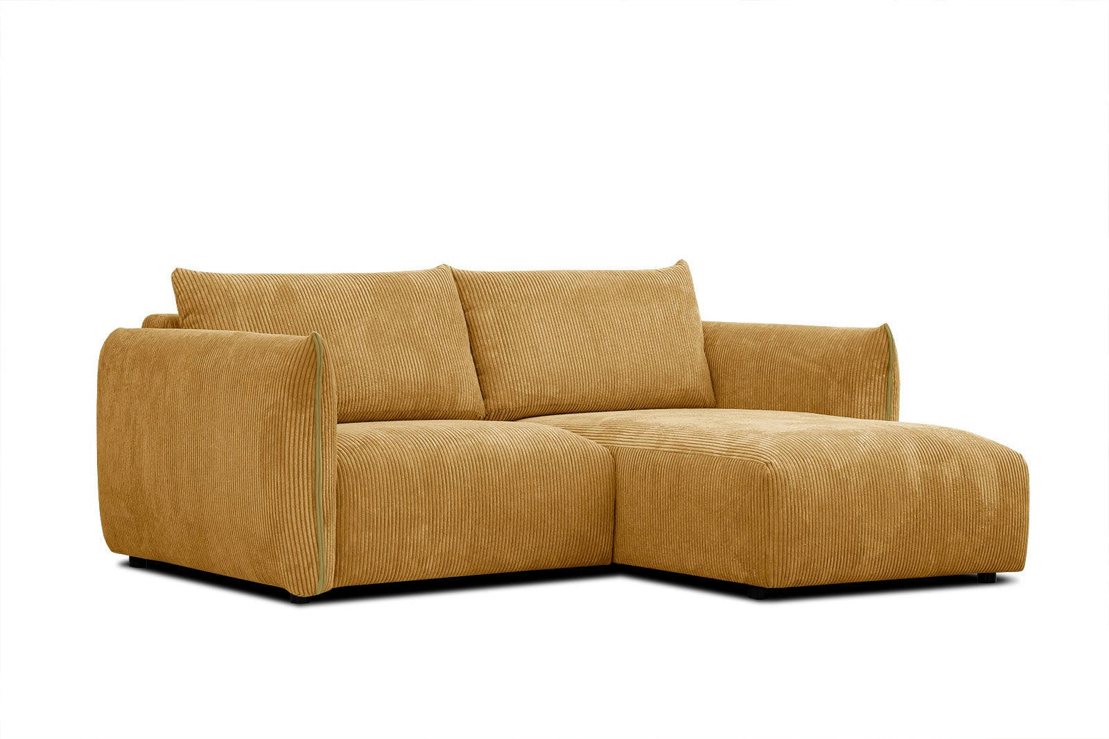 TAUER - Canapé d'angle droit 3 places tissu jaune