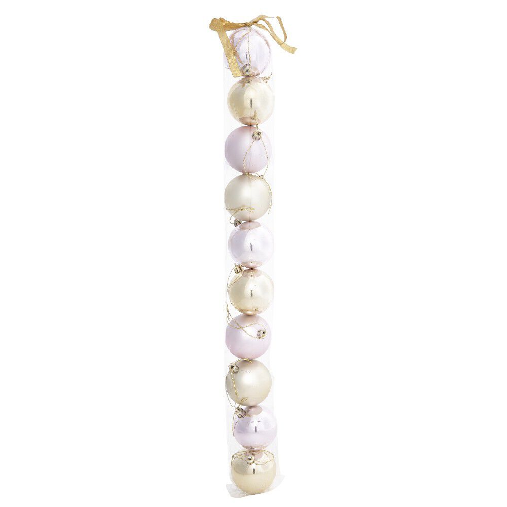 Boule de No&euml;l rose et dorée x10