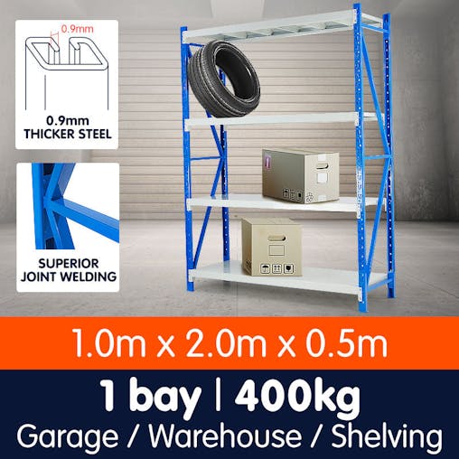 NNEDPE 1 Bay Garage Storage Steel Rack Long Span Shelving 1.0m-wide 400kg