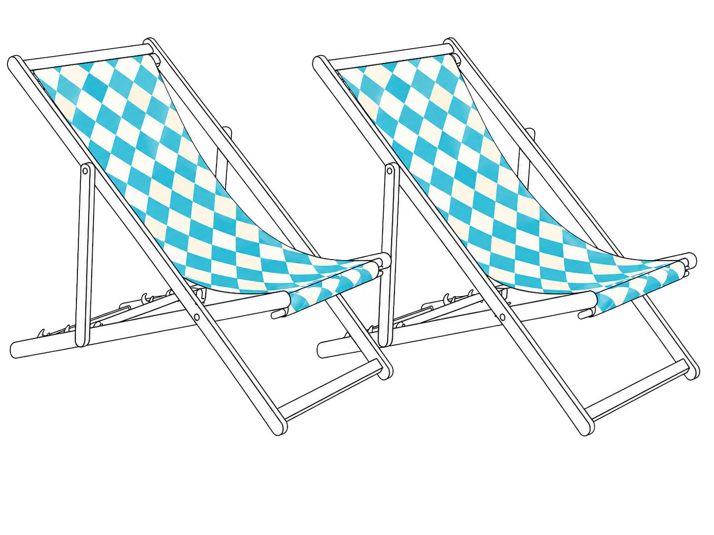 Set of 2 Sun Lounger Replacement Fabrics ANZIO/AVELLINO 113 x 44 cm Blue