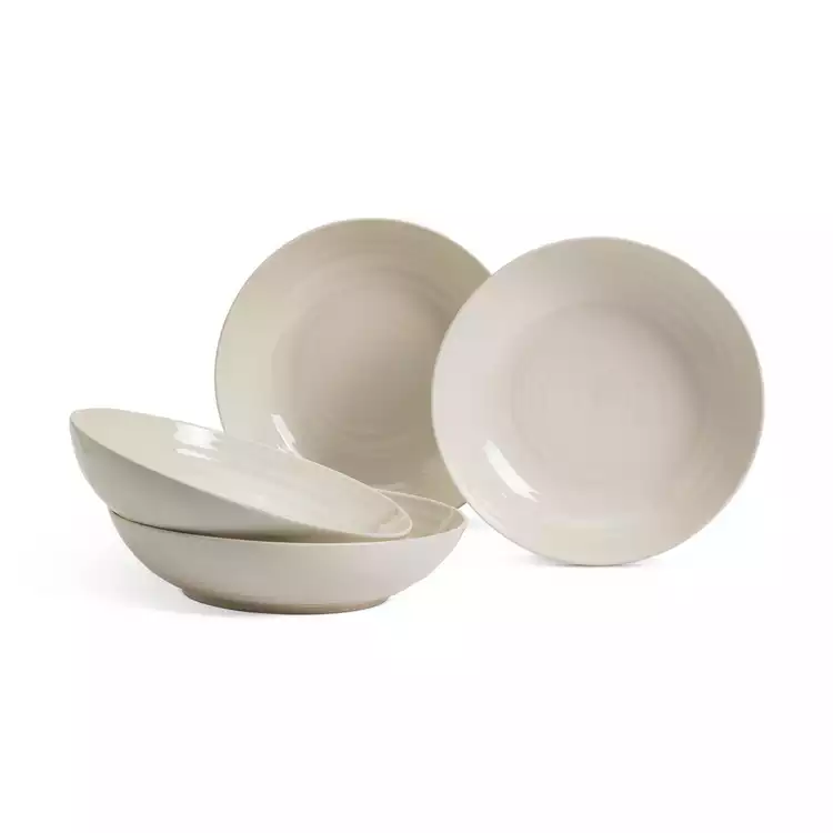 Habitat Ripple 4 Piece Stoneware Pasta Bowls - Cream