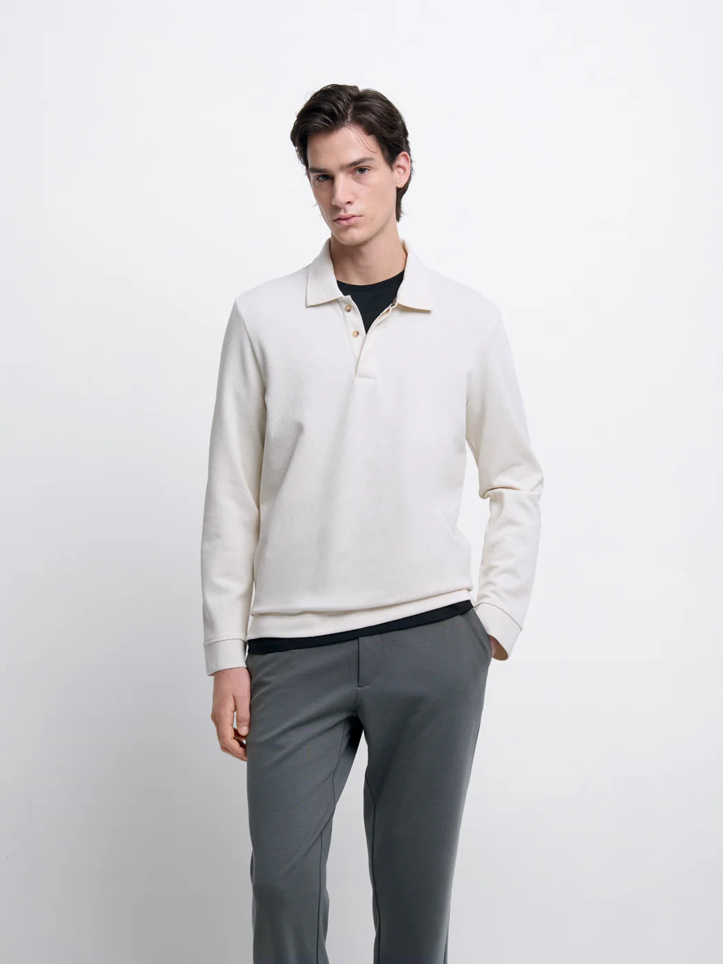 Polo manches longues boutonné