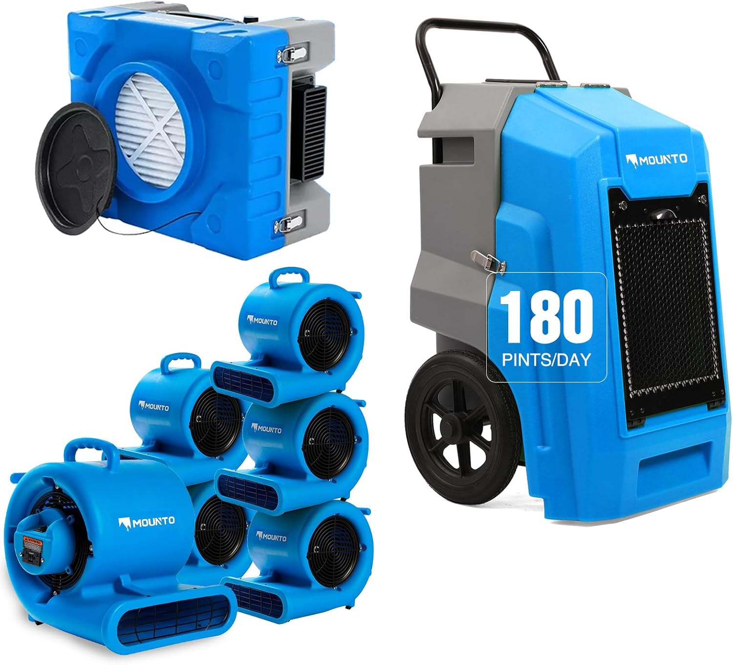 MOUNTO Water Damage Restoration Combo Package Deals (6xAir Mover, 1X Air Scrubber, 1X LGR Dehumidifiers)