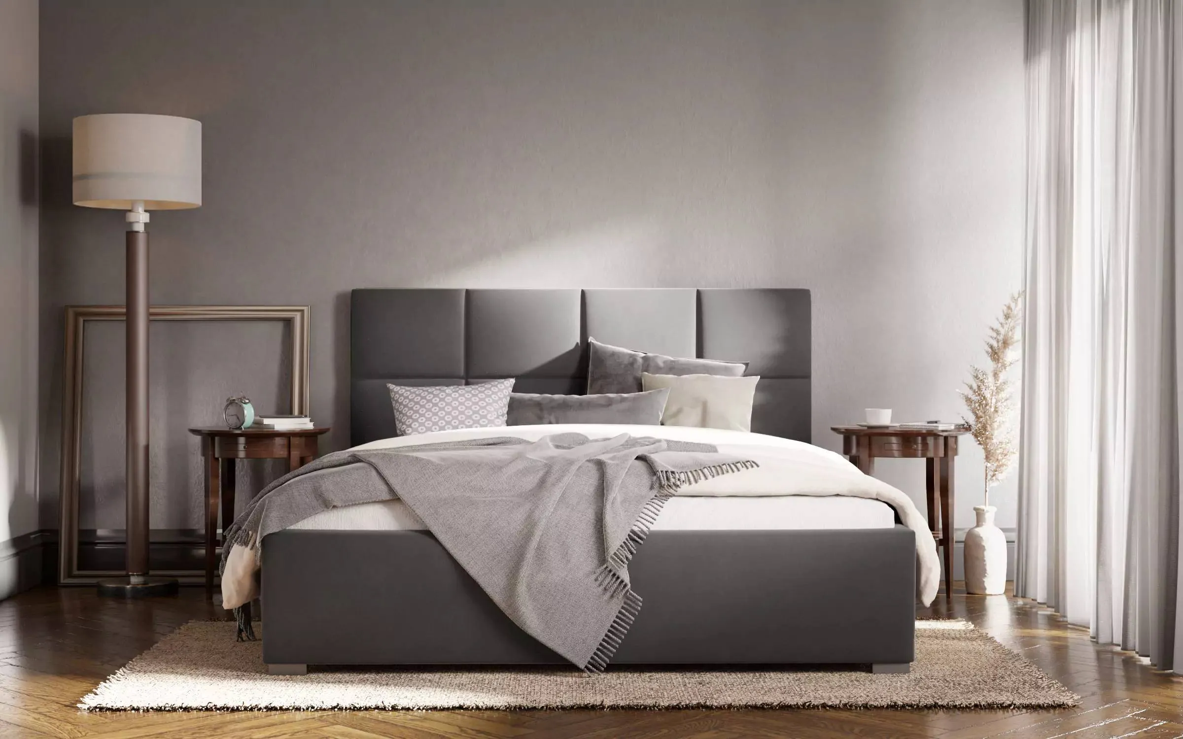 Bed Square velvet met opbergfunctie 160 x 200 cm
