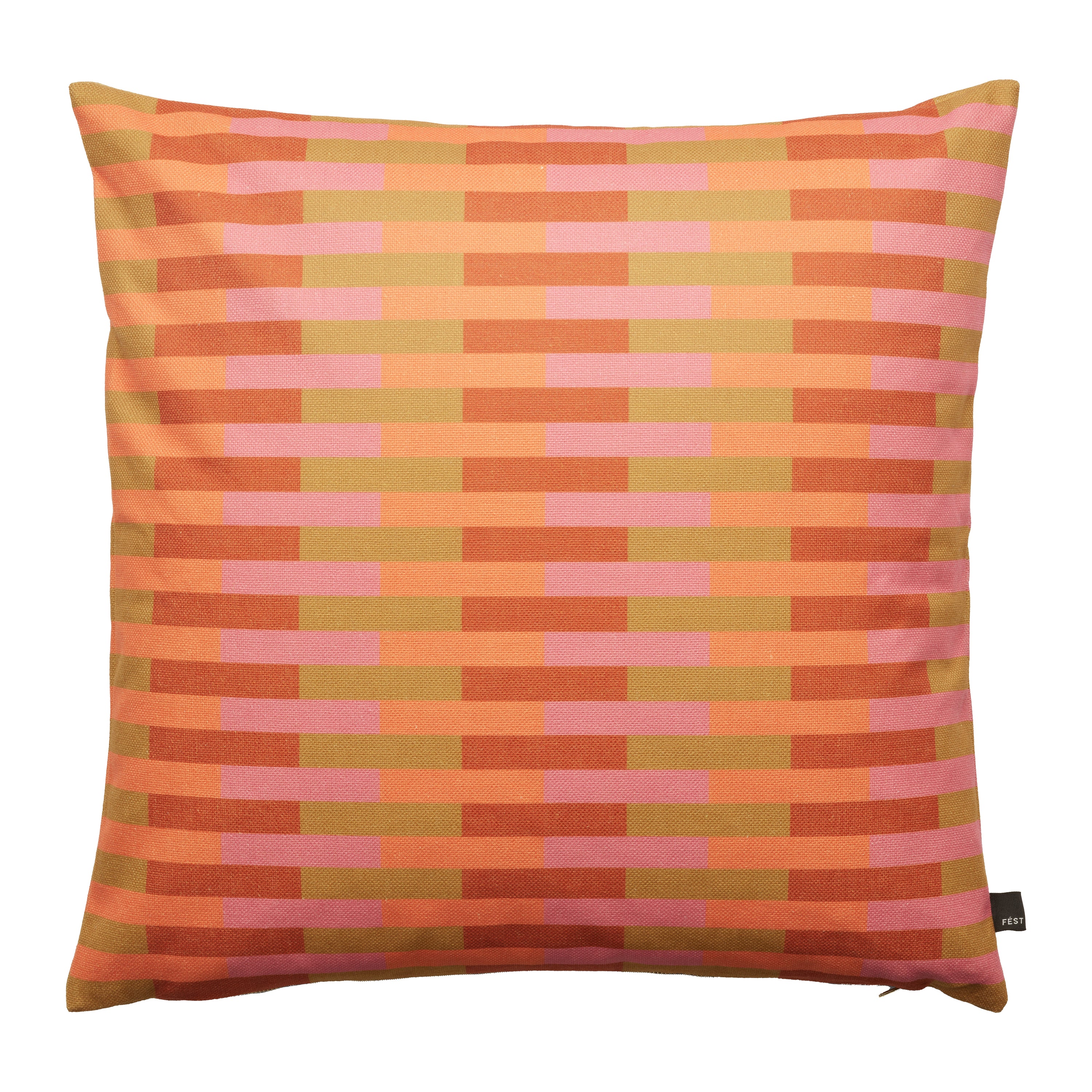 FÉST Stripes & Checks Sierkussen 60 x 60 cm - Purple / Orange