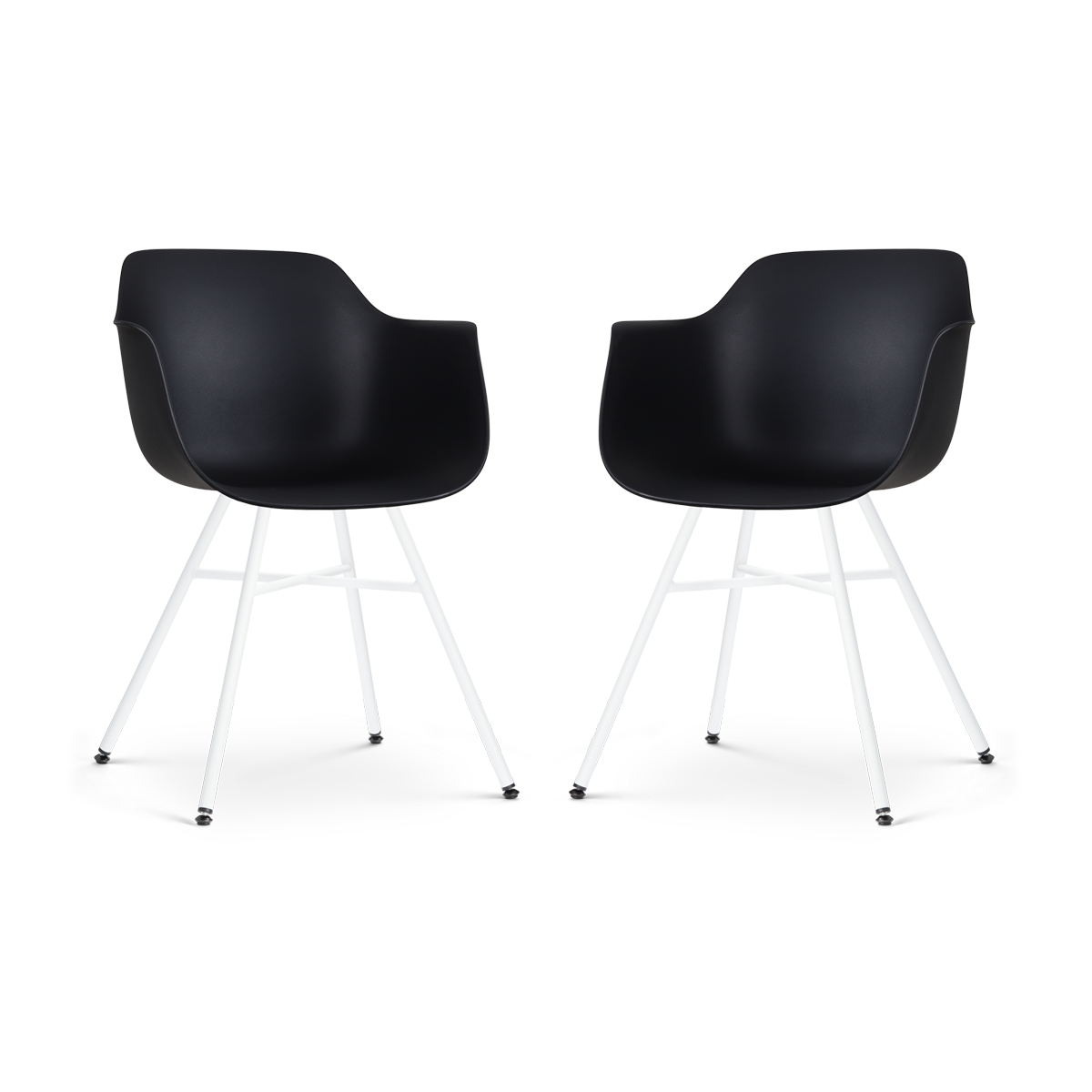 Nolon Noa-Puk Eetkamerstoelen Set van 2 - Zwart - Wit Onderstel