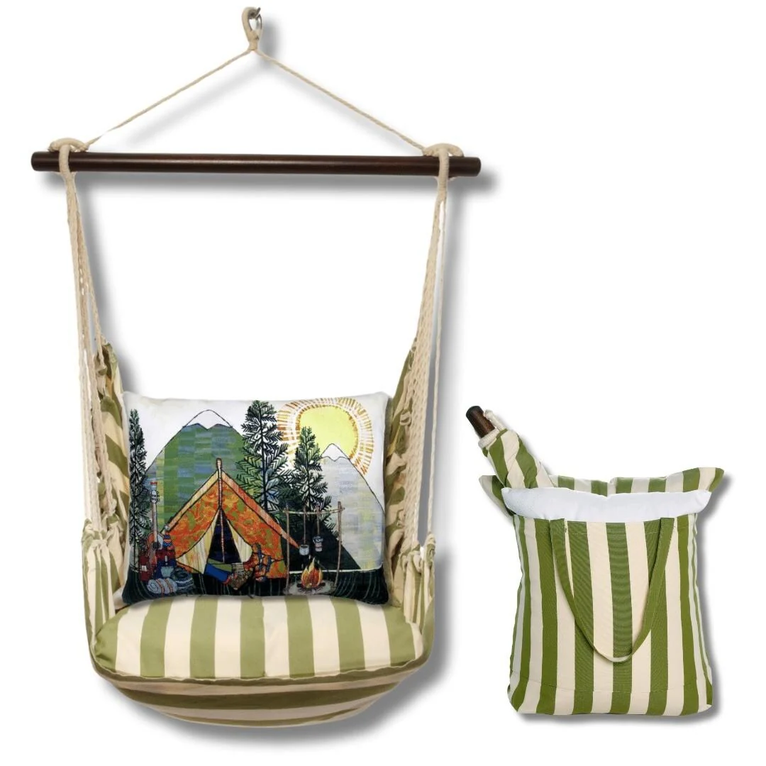 Magnolia Casual Swing Set 4 piece - Summer Palms Stripe w/ Mountain Camp