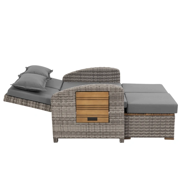 Gartensofa »Tobago«, grau/holzfarben, Metall, 2 Sitzplätze