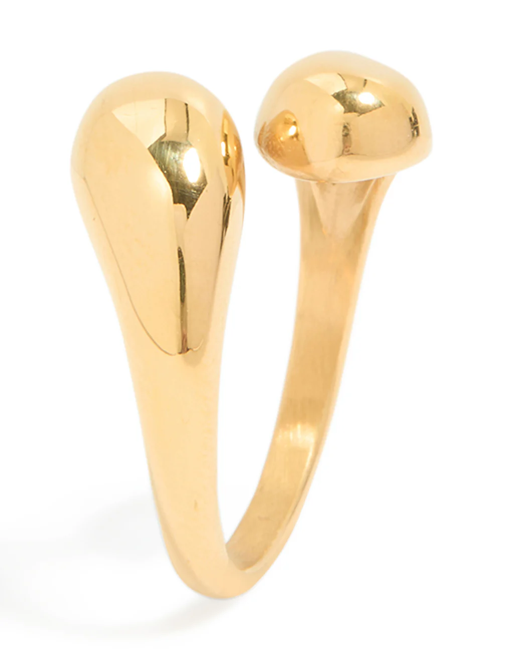 Waterproof Gold Plated Stainless Steel Double Teardrop Wrap Around Ring