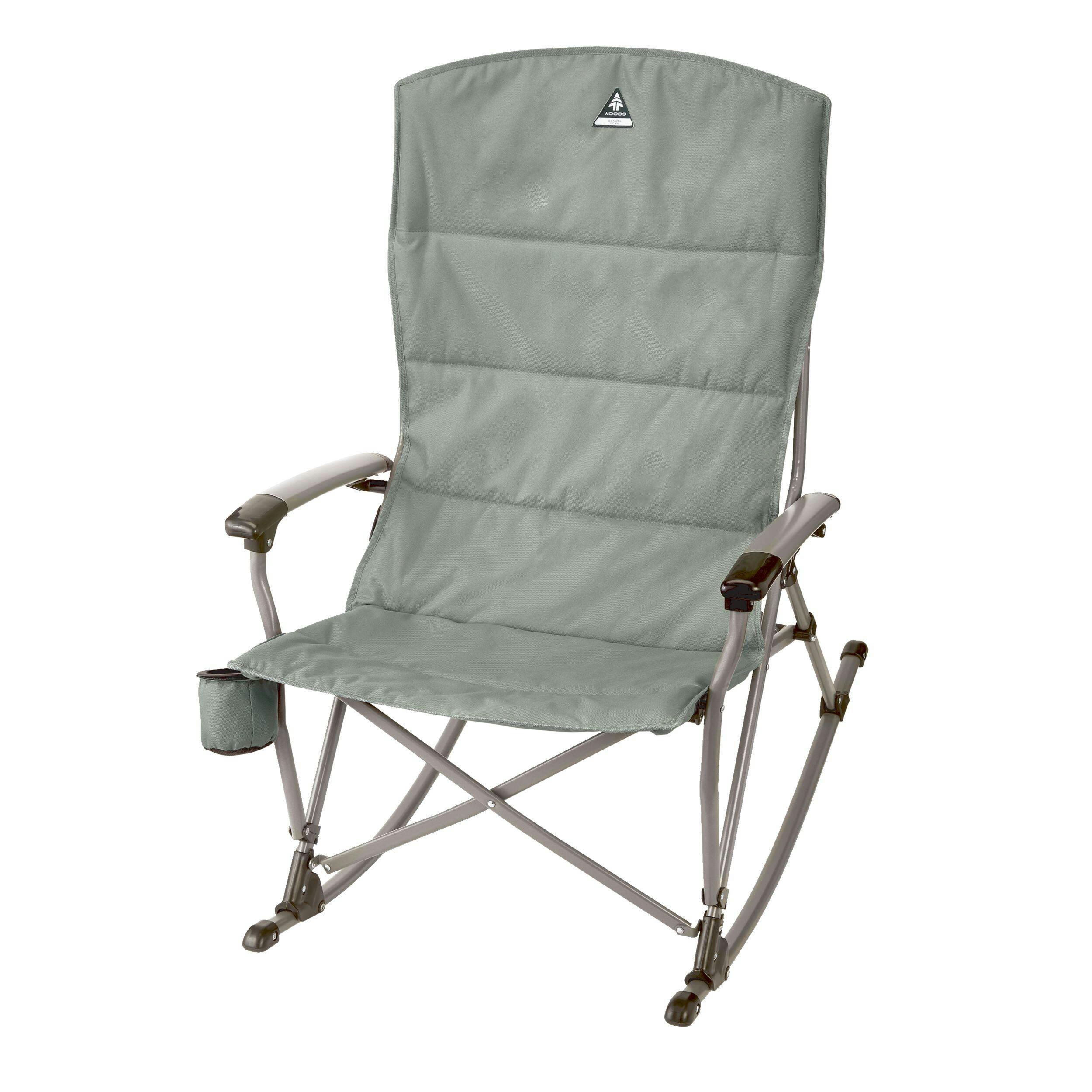 Woods Kaslo Portable Folding Padded Rocking Camping Chair w/ Cup Holder & Carry Bag