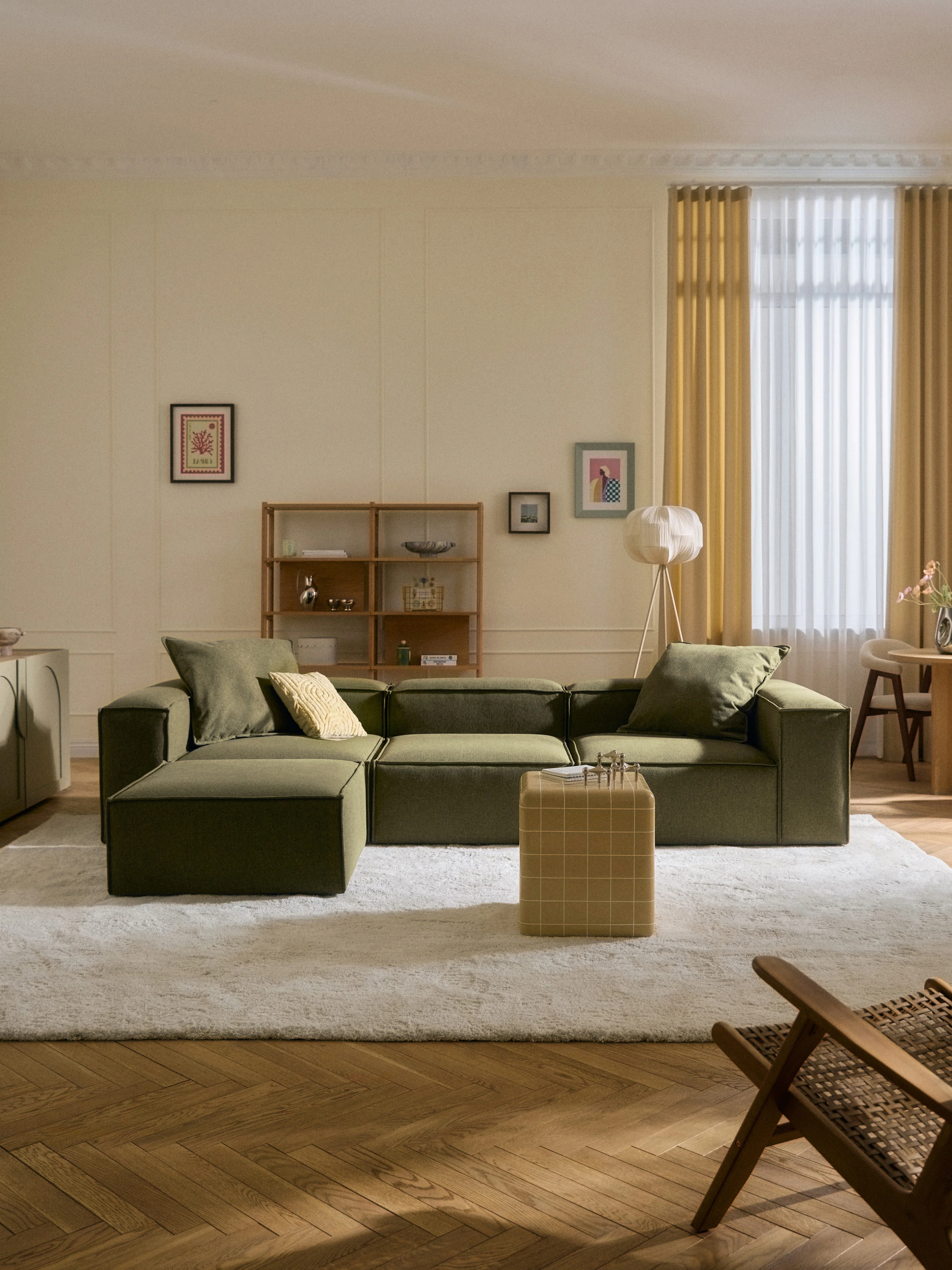 Modulares Sofa Lennon (4-Sitzer) mit Hocker (links/rechts)