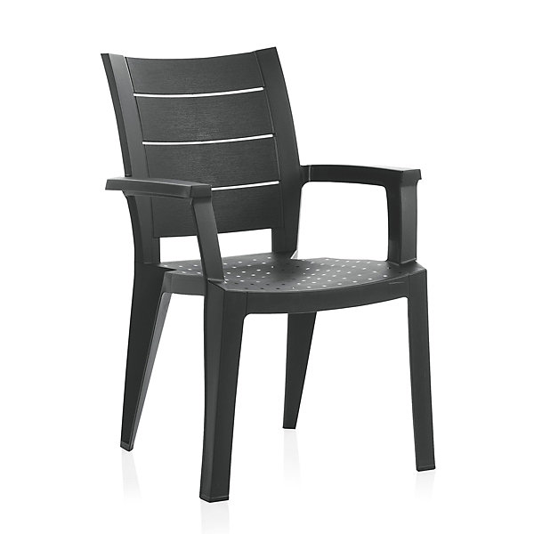 Lot de 6 chaises de jardin empilables en résine coloris Gris - Longueur 59 x Profondeur 60 x Hauteur 90 cm
