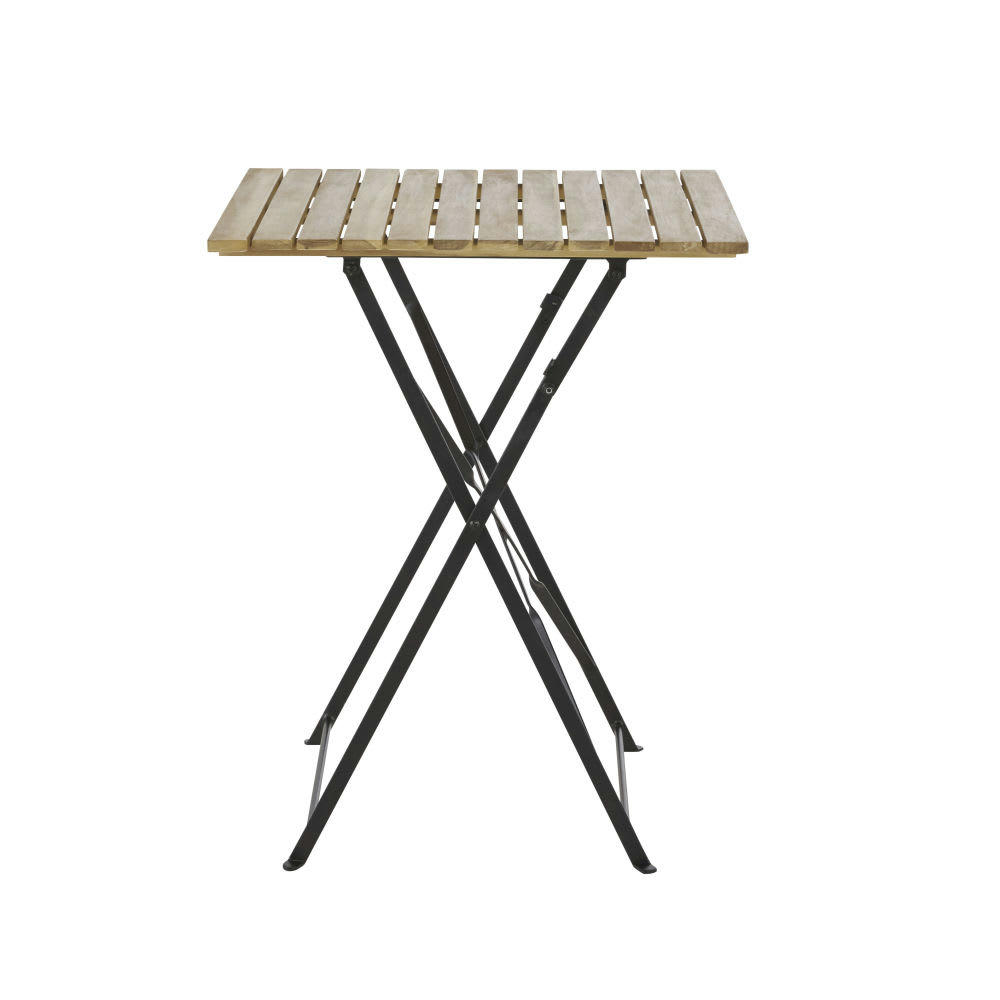 Gusto Business - Table de jardin professionnelle en métal noir et acacia L60