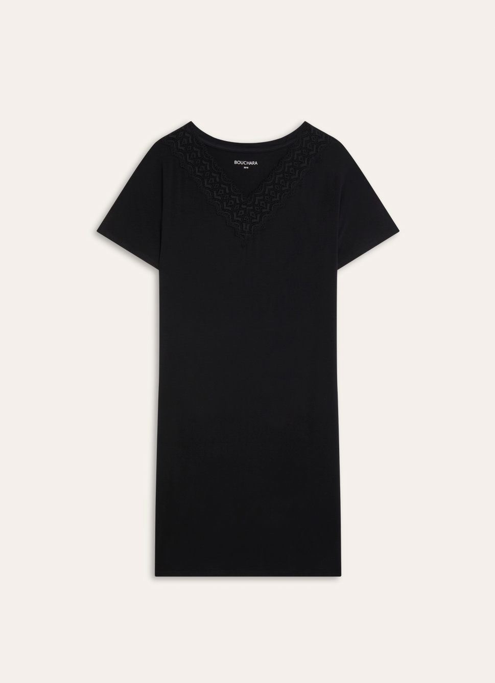 CHEMISE DE NUIT MANCHES COURTES DÉTAIL DENTELLE NOIR