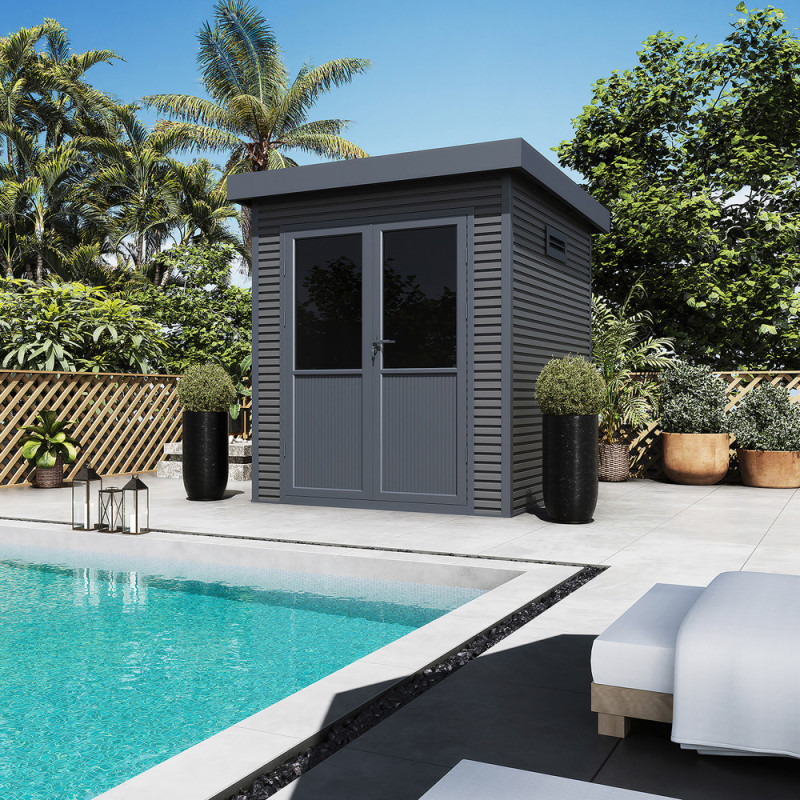 Abri de jardin en bois composite Onyx 22 anthracite 2,23 x 2,25 x 2,37 m BARAC