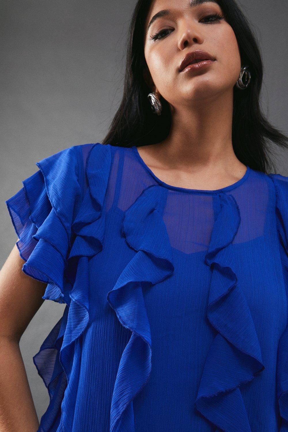 Warehouse Chiffon Ruffle Tendril Sleeveless Midaxi Dress