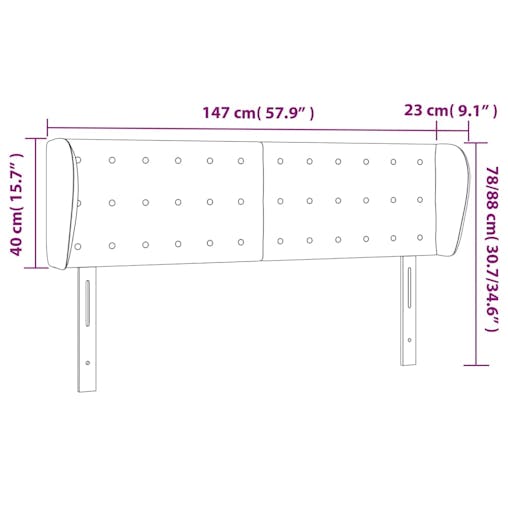 NNEVL Headboard with Ears Black 147x23x78/88 cm Faux Leather